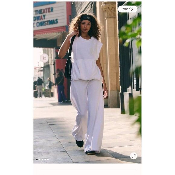 Free People Movement Street Style Two Piece Set White M New Cotton Blend Pockets - Picture 15 of 16